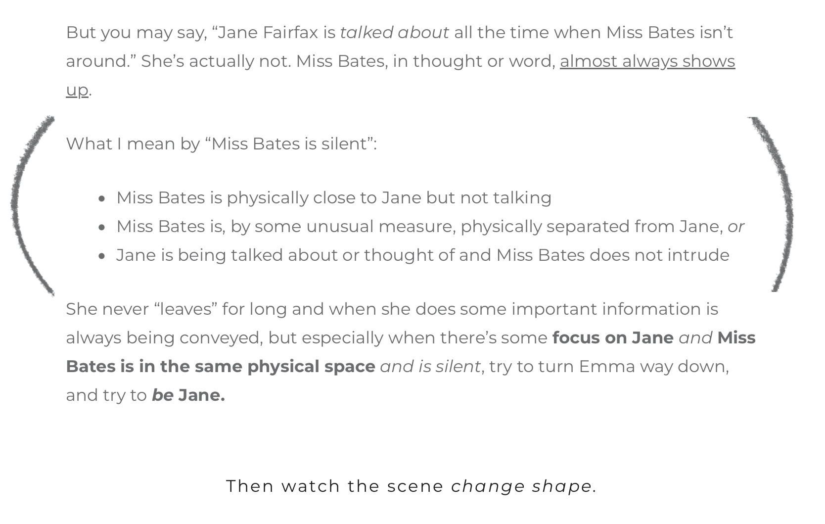 Ms Bates Explaining what I’ve uncovered in Jane Austen’s “Emma” – Exact Words